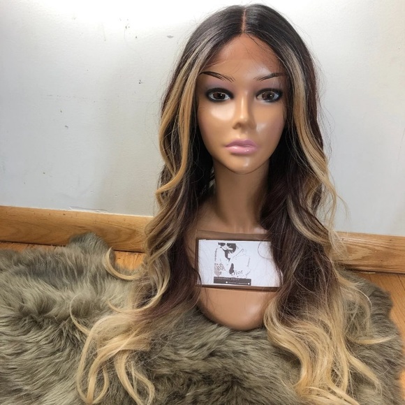 22” BLACK BROWN BLONDE OMBRÉ LACE FRONT WIG *NEW* main image 14
